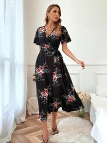 Đầm Thắt nút Trọn gói Hoa Boho - màu đen - Xem 3