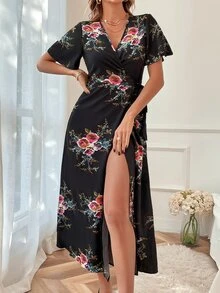 Đầm Thắt nút Trọn gói Hoa Boho - màu đen - Xem 6