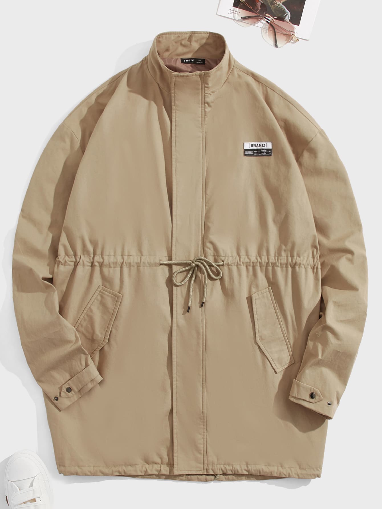 Manfinity VCAY Abrigo con cuello alto y cordón ajustable para hombre, para otoño e invierno - Caqui - Ver 1