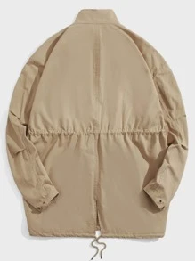 Manfinity VCAY Abrigo con cuello alto y cordón ajustable para hombre, para otoño e invierno - Caqui - Ver 2