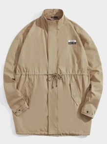 Manfinity VCAY Abrigo con cuello alto y cordón ajustable para hombre, para otoño e invierno - Caqui - Ver 4