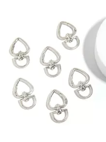 6pcs Heart Design Keychain - Silver - View 1