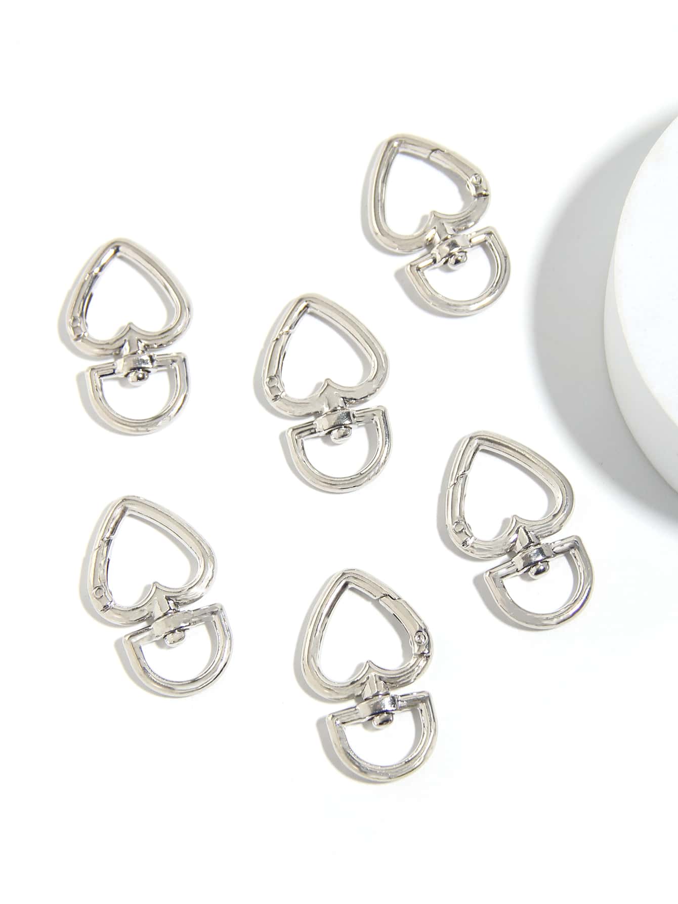 6pcs Heart Design Keychain - Silver - View 1