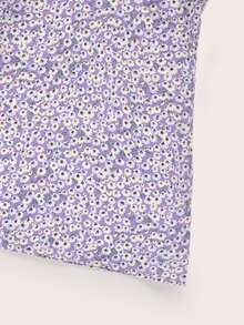 女孩小碎花泡泡袖連衣裙 - 紫丁香色 - 查看 3