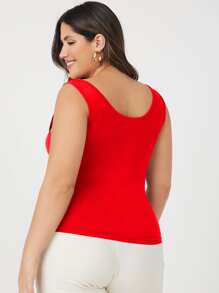 SHEIN BASICS Áo hai dây Plus Size màu trơn Giải trí - Đỏ - Xem 2