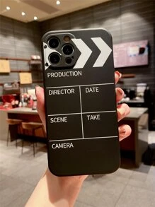 Clapperboard Pattern Phone Case - Black and White - View 1