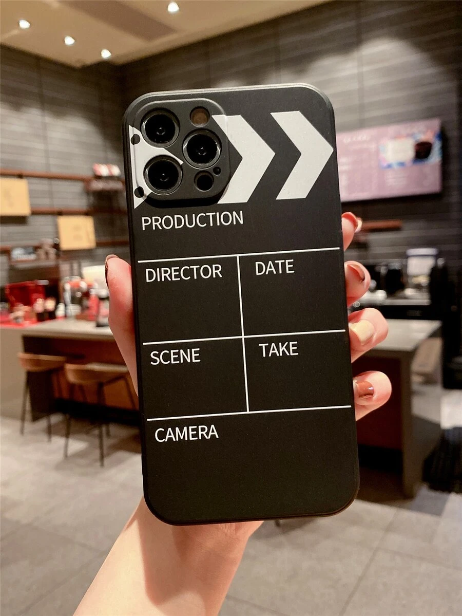 Clapperboard Pattern Phone Case - Black and White - View 1