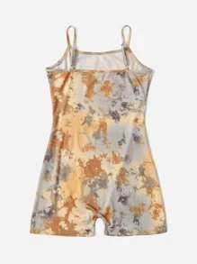 SHEIN Teen Girls Tie Dye Pattern Cami Romper - Multicolor - View 2