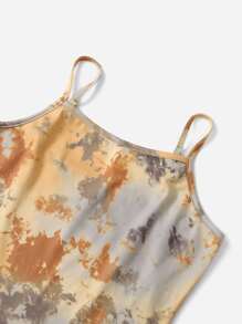 SHEIN Teen Girls Tie Dye Pattern Cami Romper - Multicolor - View 3