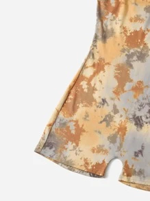 SHEIN Teen Girls Tie Dye Pattern Cami Romper - Multicolor - View 4