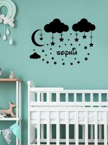 1pc Clouds And Stars Sticker - Black - View 4