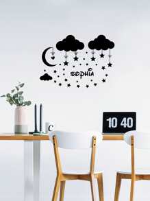 1pc Clouds And Stars Sticker - Black - View 3