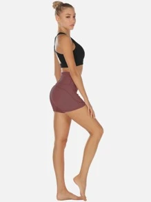 icyzone Absorbs Sweat Breathable Pocket Side Sports Shorts - Redwood - View 3