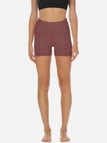 icyzone Absorbs Sweat Breathable Pocket Side Sports Shorts - Redwood - View 4