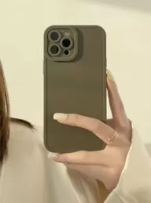 1 pieza Funda de teléfono Morandə de unicolor minimalista y retro compatible con las series Apple iPhone 16/15/14/13/12/11 - Blanco - Ver 15