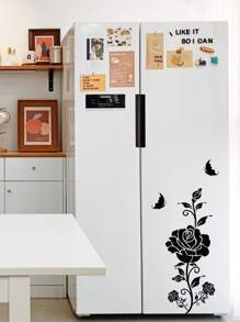 Rose Pattern Wall Sticker - Black - View 3