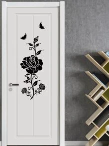 Rose Pattern Wall Sticker - Black - View 4