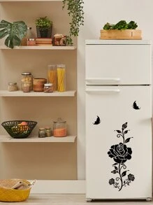 Rose Pattern Wall Sticker - Black - View 5