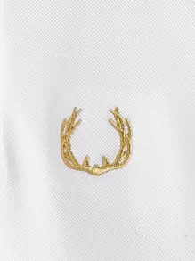 SHEIN Tween Boy Antler Embroidery Button Half Placket Polo Shirt - White - View 4