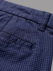 男士格紋印花反摺褲腳短褲 - 藏蓝色 - 查看 4