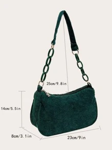 Tối giản Vải to sợi Túi xích - Màu xanh lá cây đậm - Xem 2