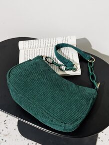 Tối giản Vải to sợi Túi xích - Màu xanh lá cây đậm - Xem 6