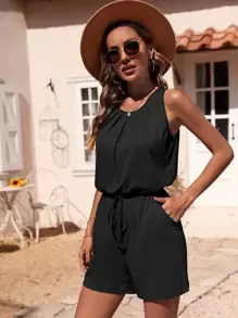 BTFBM Solid Knot Detail Jumpsuit - Black - View 1