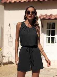 BTFBM Solid Knot Detail Jumpsuit - Black - View 3