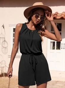 BTFBM Solid Knot Detail Jumpsuit - Black - View 4