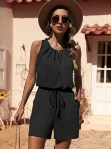 BTFBM Solid Knot Detail Jumpsuit - Black - View 5