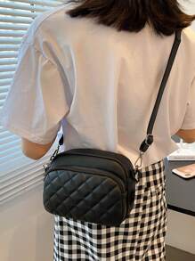 Lightweight,Business Casual Mini Quilted Crossbody Bag For Teen Girls Women College Students,Rookies & White-collar Workers Perfect for Office,College,Work ,Business,Commute,Outdoors, Travel, Outings - Black - View 8