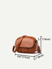 Mini Vintage Design Flap Crossbody Bag - Brown - View 5