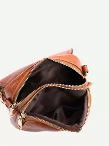 Mini Vintage Design Flap Crossbody Bag - Brown - View 7