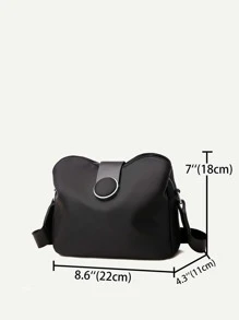 1 件纯色防水面料简约女士斜挎包 - 黑色 - 查看 5