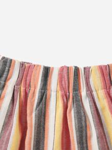 SHEIN VCAY Striped Elastic Waist Shorts - Multicolor - View 5