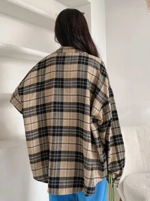 DAZY Plaid Print Drop Shoulder Shirt - Multicolor - View 2