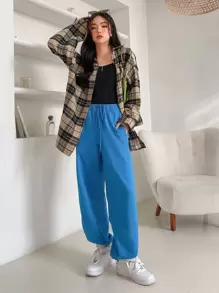 DAZY Plaid Print Drop Shoulder Shirt - Multicolor - View 7