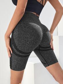 Seamless Sports Cycling Shorts - Dark Grey - View 1