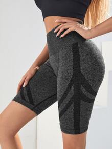 Seamless Sports Cycling Shorts - Dark Grey - View 2