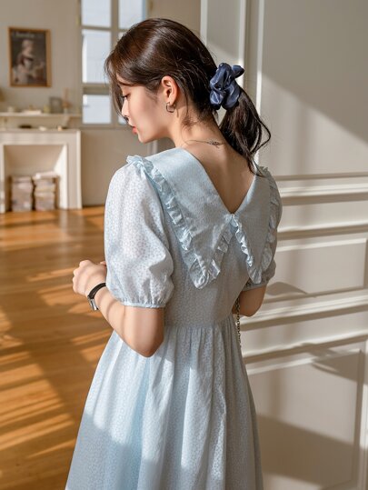 DAZY ステートメントカラー シール パフスリーブ ドレス