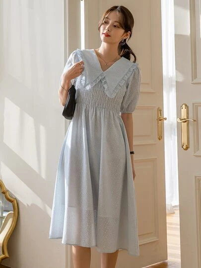 DAZY ステートメントカラー シール パフスリーブ ドレス