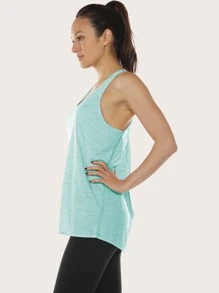 女士圆领运动上衣 - 綠色 - 查看 3