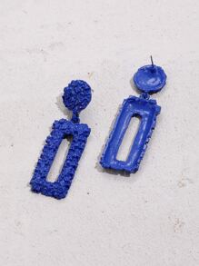 幾何裝飾耳墜 - 寶藍色 - 查看 2