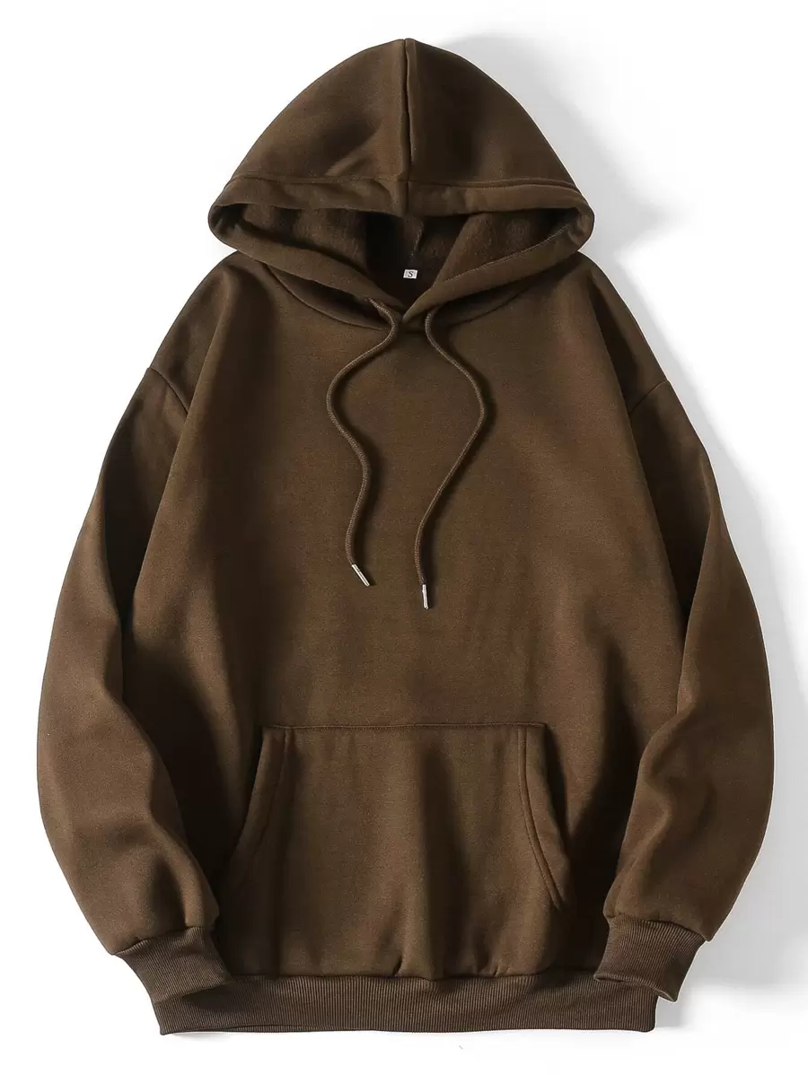 Áo nỉ Nam Dây kéo màu trơn Cơ bản - Màu nâu Sô-cô-la - Xem 1