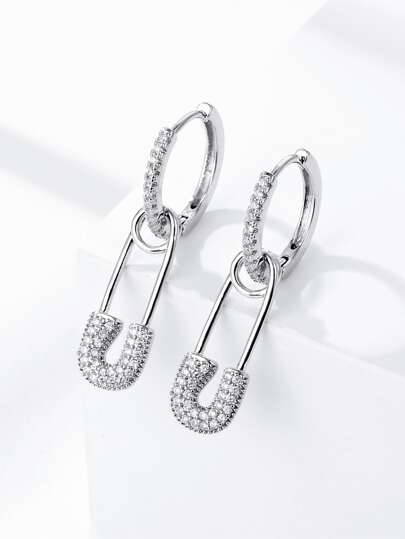 Cubic Zirconia Pin Drop Earrings