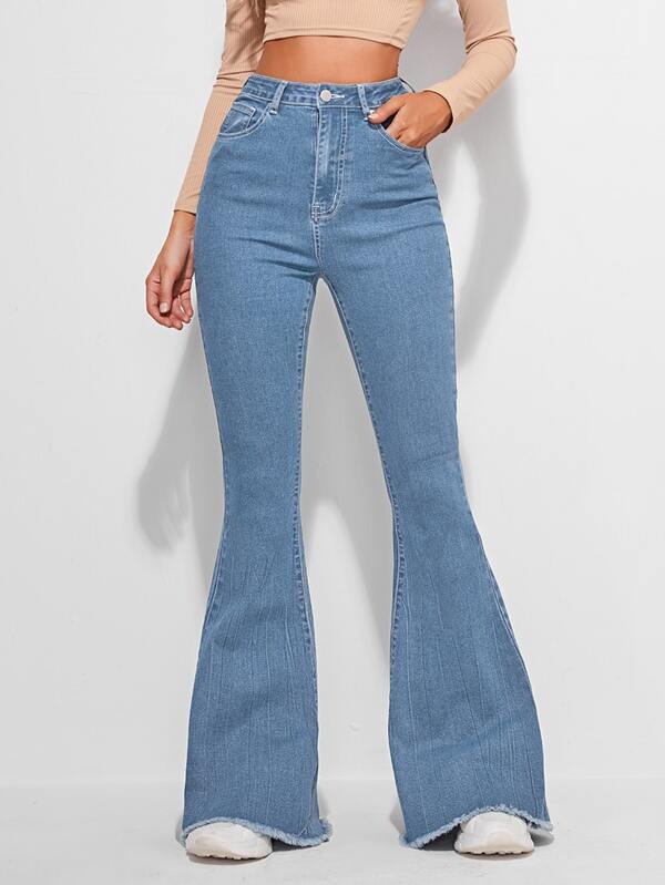 Flexra 拼接毛邊牛仔褲