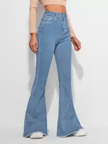 Flexra Jean contrastant à ourlet effiloché