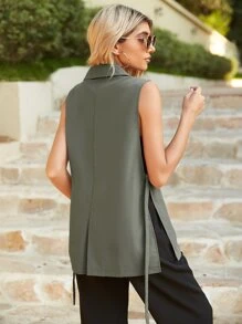 Modelyn Blazer chaleco con hebilla con abertura lateral con botón - Verde militar - Ver 2