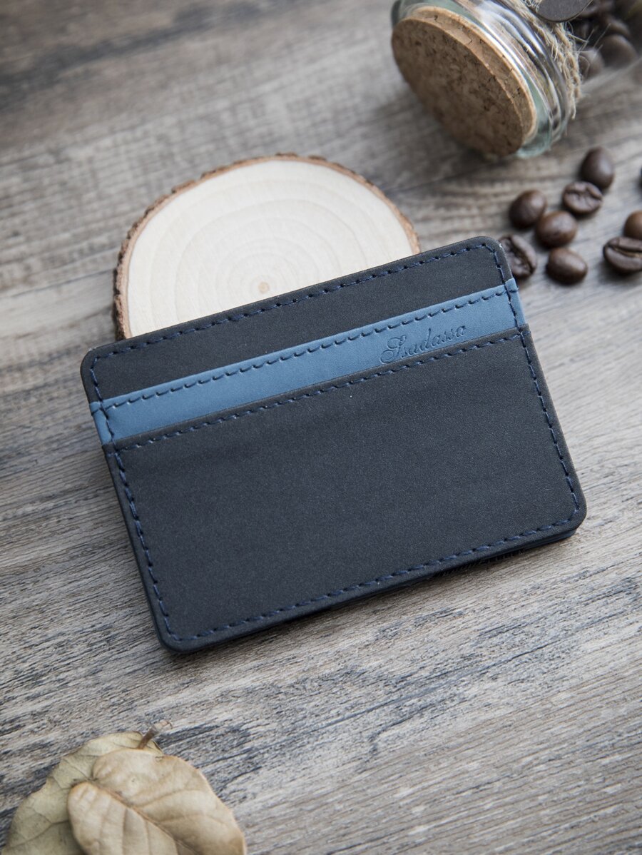 New Arrival Unisex Magic Wallet Vertical Card Holders Short Style Wallets Fashionable Coin Purse For Men & Women - Blue - View 1