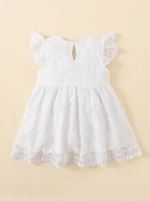 Bebé Vestido smock con encaje sisa con fruncido - Blanco - Ver 2